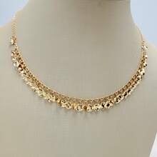 Women's Round Sequin Necklace And Bracelet Set, 18k Gold Plated And 925 Silver - 金色 - 查看 3