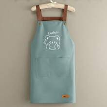 1 قطعة مريلة مقاومة للماء للاستخدام في المطبخ، مقاومة للخدش وقوية، مصنوعة من قماش صديق للبشرة، أشرطة كتف مريحة