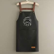 1 قطعة مريلة مقاومة للماء للاستخدام في المطبخ، مقاومة للخدش وقوية، مصنوعة من قماش صديق للبشرة، أشرطة كتف مريحة