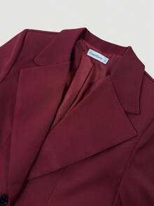 女士优雅西装外套，适合商务休闲、通勤、日常办公、约会、度假、派对等场合，春季必备。 - 酒紅色 - 查看 2