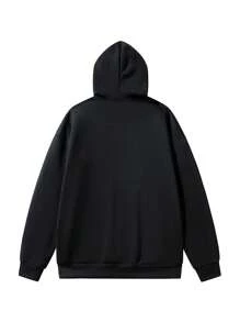 Customized Men's Hooded Sweatshirts. You Can Add Your Own Text/Images (Badge Design/Company Logo/Family Photo/Selfie) To Design Your Own Personalized Printed Sweatshirt. Stylish, And Casual. A Great Gift Choice. Customized Sweatshirts, Long-Sleeved Tops - Black - View 4