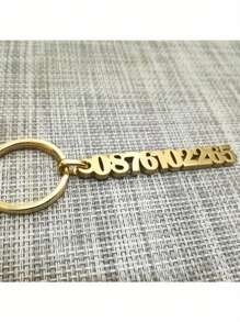 1pc Customized Digital Keychain, Personalized Phone Number Keychain, Lost Keychain, Found Keychain, Stainless Steel Keychain, Durable Metal Keychain, Father's Day Gift - Silver - View 9