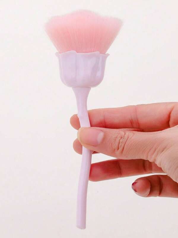 1 Pezzo Pennello per Unghie a Forma di Rosa Rosa, Spazzola Multifunzionale per Pulizia di Unghie, Trucco, Cipria, Blush e Rifinizione - Pulitore di Polvere per Unghie, Cipria, Blush, Pennello per Trucco da Viaggio
