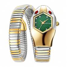 新款女士蛇形手镯水晶手表不锈钢手链时尚女孩石英腕表Religios Reloj Montre Femme - 彩色 - 查看 15