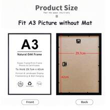 1/2/3件套黑色实木艺术相框，30x40厘米/12x16英寸木质照片框，A4（带支架）证书框，A3海报框，可横竖展示，送给闺蜜的礼物 - 黑色 - 查看 6