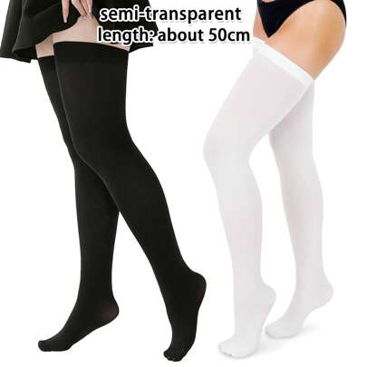 2 pares de medias altas de terciopelo negro y blanco, medias sexys y delgadas de estilo escolar JK, medias largas tipo tubo, medias altas y estilizadoras, adecuadas para uso diario como regalo de Navidad