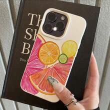 1pc TPU Material Colorful Lemon & Grapefruit Fruit Pattern Phone Case Compatible With Apple/ Phones - White - View 2