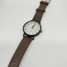 Men's Brown Leather Watch - Đen và trắng - Xem 2