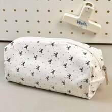 Tempat Pensil Motif Bunga yang Cerah dan Elegan - Terbuat dari Poliester Tahan Lama, Kantong Serbaguna dengan Resleting untuk Mengatur Perlengkapan Kantor, Kosmetik, dan Kebutuhan Kecantikan - Sempurna untuk Sekolah, Kerja, atau Perjalanan 1/2 buah - Putih - View 20