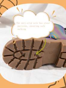 1 Pair Girls' Colorful Fabric Birthday Party Ankle Boots, Simple Non-Slip Fashion Item, Children's Boots, Holiday Gift - Multicolor - View 9