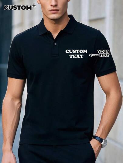 Customized Men's Text Polo Shirt - Perfect For Christmas Gifts, Employee Appreciation, Singles' Parties, And Sports Events. Personalized Text Polo Shirt Suitable For Various Occasions