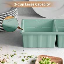 Silicone Freezer Tray For Soup Ice Cubes: 2 - Cup Freezing Tray With Lid For Meal Prep - 2Pack Silicon Soup Portion Freeze Trays Make Stock Souped Ice Cube - Nước - Xem 6