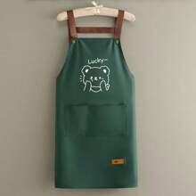 1 قطعة مريلة مقاومة للماء للاستخدام في المطبخ، مقاومة للخدش وقوية، مصنوعة من قماش صديق للبشرة، أشرطة كتف مريحة