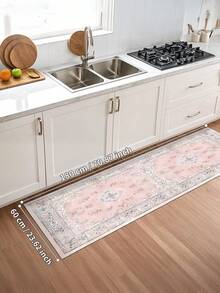 1 peça de tapetes rosa, estilo boêmio, tapete de corredor, 850g/m², 0,5cm de espessura, antiderrapante, lavável e lavável à máquina, decoração de casa, sala de estar, cozinha, corredor, quarto, sala de jantar, escritório, todas as estações