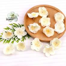 10 件迷你花朵发夹，3D 粉色花朵发夹，仿小梅花发夹，波西米亚面料花卉发饰，适合日常/派对/公主角色扮演、度假装、万圣节服装