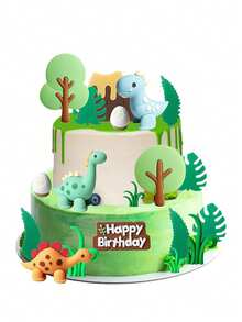 11 Bộ Bánh Sinh Vật Rừng Rậm Veneer Sư Tử Hươu Cao Cổ Khỉ Voi Biểu Ngữ Chúc Mừng Sinh Nhật Chủ Đề Động Vật Hoang Dã Vật Dụng Cho Tiệc Sinh Nhật - Nhiều màu - Xem 7