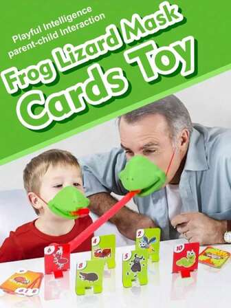 Frog Tongue Battle Game - Snake Vs Chameleon Card Tabletop Toys With Stretchy Rope, Family Party Interactive Board Game For Kids Adults Fun Xmas Present, Parent-Child Interaction, Quick Party Game, Hand-Eye Coordination (Random Color Rope)