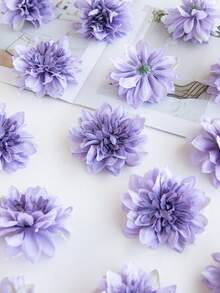 5/25pcs Artificial Hydrangea Silk Flower Heads, Suitable For Home Wedding Party Decor, Wreath Decor, Bridal Bouquet, DIY Floral Arrangement, Mother's Day, Birthday, Gifts - Purple - View 4