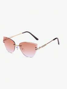 1 件女士金属框架无框猫眼时尚夏季眼镜，适合 Y2K 配饰和节日出游