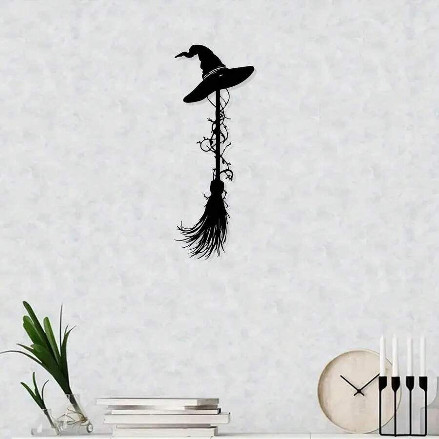 1 Stück Vintage Hexenbesen Metallwanddeko, rostfreies Eisen Halloween Dekoration