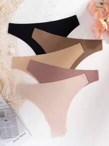 5pcs/Pack Women's Sexy Seamless Bikini Briefs, Comfortable Low-Waist Panties - Multicolor - View 3