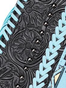 女士手提包，时尚斜挎单肩包，波西米亚复古几何印花单肩包，小众多功能休闲日常旅行通勤街头度假黑色 - 黑色 - 查看 8