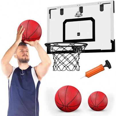 24 X 16 Large Basketball Hoop Indoor For Adults Over The Door Basketball Hoop With Sturdy Backboard Big Basketball Toys Gifts Ideas For Man Teens Boys Girls Black