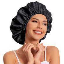 Gorro de satén, gorro de seda para el pelo, gorro holgado para dormir, gorro de satén para dormir, gorros para dormir, gorros para el pelo rizado Natural para mujer - Rojo - Ver 9
