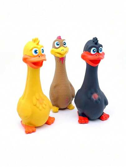 1 Stück bunter Quietsch-Hühner/Enten Design Latex Hundespielzeug - Quietschendes Zahnen Haustier Spielzeug, weich, geeignet für kleine Hunde, mit interessanten Details, interaktives Haustier Spielzeug | Verspieltes Hundespielzeug | Latex Spielzeug für starke Kauer