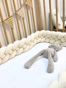 1pc INS Style Braided Crib Bumper Pad, Newborn Baby Bed Surround Soft Cushion, Nursery Decor Crib Protector, Suitable For All Seasons - Cream - View 8