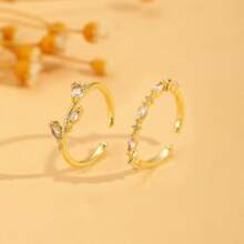 2pcs Leaf Design Adjustable Rings, Fashionable Personalized Minimalist Dainty Rings For Girl