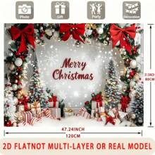 2D Flat, 1 Festive Christmas Party Banner -2D Polyester Background With Snow Scenery, Red Christmas Hat And Holiday Decorations, Suitable For Homes, Rooms Or Walls, Perfect For Holiday Celebrations And Photo Props, Christmas Decorations