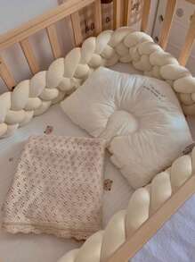 1pc INS Style Braided Crib Bumper Pad, Newborn Baby Bed Surround Soft Cushion, Nursery Decor Crib Protector, Suitable For All Seasons - Cream - View 6