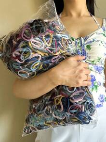 200pcs/10pcs Women's 4.2cm/1.65in Blue, Red, Gray, Brown, Pink, Khaki Random Mixed Color High Elastic Non-Damaging Seamless Beach Hair Ties, Fashion Versatile Elegant Minimalist Solid Color Bathroom Hair Accessories Suitable For Daily Outing, Casual, Party, Commute, Beach Holiday, Ponytail, Bun, Face Washing, Makeup, Outfit Matching, Ponytail Holders, Hair Elastics, Hair Rubber Bands, Scrunchies, Hair Rope, Elastic Hair Tie ,Gym Sport Outfit Head Accessories