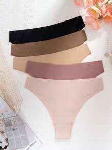 5pcs/Pack Women's Sexy Seamless Bikini Briefs, Comfortable Low-Waist Panties - Multicolor - View 4