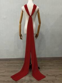 Brudklänning Spetssjal, Långt släp Lyxig Koreansk Fotografisk Sjal, Vit Chiffong Enkel Sjal - Dra ner sjalen - Visa 17