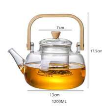 1 pieza Juego de tetera de vidrio con asa y base calefactora, tetera resistente al calor y a prueba de calor de color negro para uso doméstico, hervidor de agua saludable - transparente - Ver 14