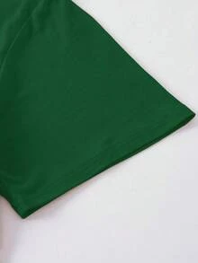 Women's Casual Leopard Print Bow Design T-Shirt, Summer - Dark Green - View 4