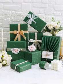 哑光金属包装纸，绿色纸屑图案，哑光牛皮纸婚礼包装纸，纯色情人节包装纸，适用于婚礼、毕业典礼、生日、DIY花束、金属生日礼物包装纸、礼盒填充物、DIY装饰纸（用于配件）、纯色图案、哑光包装纸，秋季、冬季 - 綠色 - 查看 2