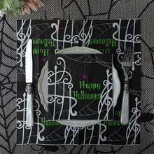 20 hojas, pañuelos de papel impresos de 3 capas gruesas para decoraciones de Halloween, una mesa de fiesta elegante, servilletas de papel con estampado de telaraña negra de estilo para la fiesta de Halloween feliz, 13*13 pulgadas
