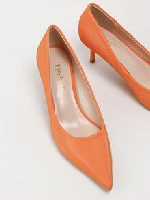 Women's Formal Shoes Green Low Heel Shoes, Comfortable Stiletto Heel Wedding Shoes, Slip-On Bridal Heels, Pumps, Fall, Autumn, Elegant Women's High Heels, Closed Toe High Heels, Small High Heels, Women's High Heel Shoes - Orange - View 4