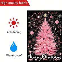 1pc Merry Christmas Pink Garden Flag - Double-Sided, Durable Fabric Outdoor Decor With Festive Tree Design For Porch And Yard