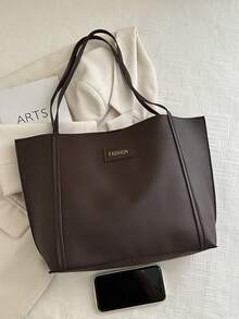 Set de 2 piezas: Bolso de mano de PU con letra pequeña de moda casual y cartera de embrague minimalista, adecuado para compras, ir al trabajo, viajes y uso diario de mujeres - Azul - Ver 3