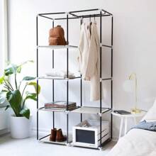 Large Folding Fabric Wardrobe With Shelves And Hanging Rail, 88 X 170 X 45 Cm, Clothes Organizer For Bedroom, Grey