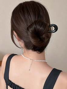 1pc French Barrette U-Shaped Hair Clip, Vintage Glossy Hair Bun Accessory, Chinese Hair Decoration, Bun Extension, Hair Styling Pins - Multicolor - View 12