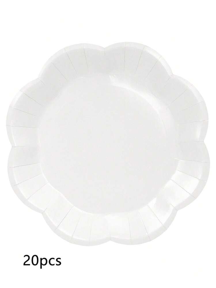 10 件/20 件/50 件红色纸盘 7 英寸扇形甜点盘 9 英寸红色花形餐盘优雅餐桌装饰派对婚礼婴儿洗礼生日圣诞新年蛋糕盘派对用品 - 白色 - 查看 10