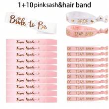 11 件新娘头带和单身派对礼品腕带手镯，适合新娘和团队新娘，无褶皱丝带松紧带，无痕马尾辫头带发带，适合单身派对礼物，伴娘礼物，婚礼订婚派对，新娘送礼会
