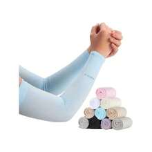 1 Par de Mangas de Brazo de Fibra Elástica para Verano, Unisex - Ligero, Transpirable, Cubiertas de Brazo de Compresión para Actividades al Aire Libre, Deportes y Uso Diario, Negro, Protección de Brazo al Aire Libre, Diseño Elegante, Ajuste Flexible - Azul - Ver 2