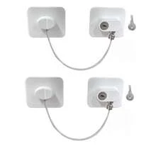 1pc/2pcs Safety Lock, High-Level Protective Equipment Lock, Multifunctional Cabinet Door Lock, Window Lock, Refrigerator Lock Buckle Suitable For Home Doors And Windows Child Protection Lock, Nail Free Wire Lock-Black/White