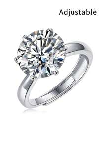 1枚帶證書的碳化硅戒指,925純銀女款婚戒,適用於宴會,派對,正式場合,情人節,求婚,訂婚,結婚,周年紀念日,生日禮物和新娘珠寶